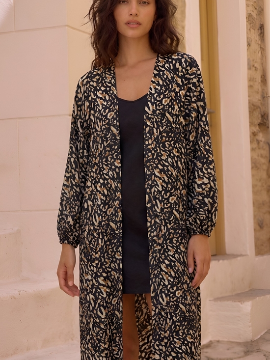 lildy Other - Women’s Black & Beige Printed Swim Coverup